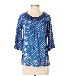Lucky Brand Tropical/Tribal Blue Top